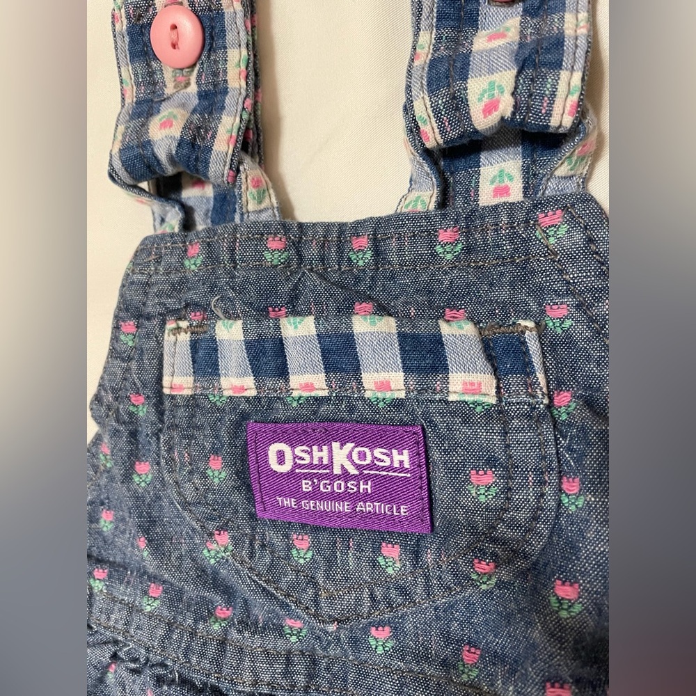 Floral Vintage OshKosh B'gosh Overalls with Pink Floral Accents
